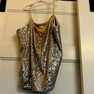BB Dakota Steve Madden Metallic Gold Sequin Tanktop